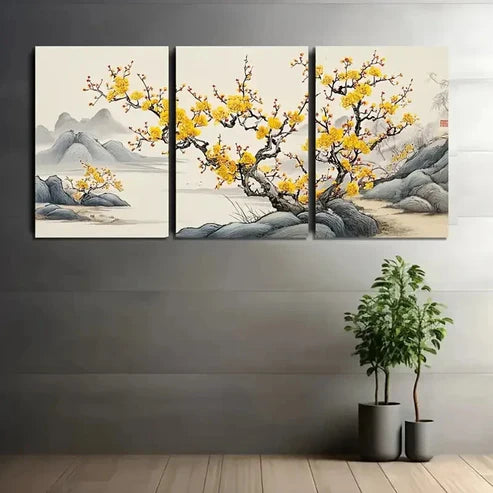 3pcs Traditional Chinese Painting Wall Art Canvas Unframed - High Quality Print 100% Australian Made Wall Canvas