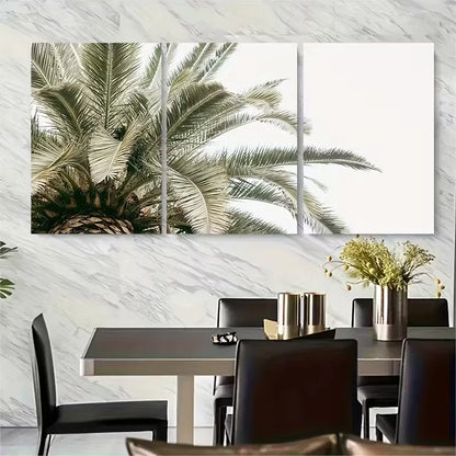 3pcs Tropical Green Palm Leaves Landscapes Metal Print Ready to Hang Art