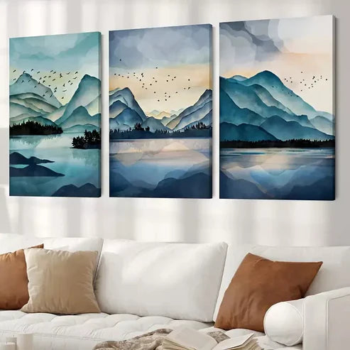 3pcs Abstract Mountain Canvas Framed 60x90cm - High Quality Print 100% Australian Made Wall Canvas Ready to Hang - Bella Home Decor