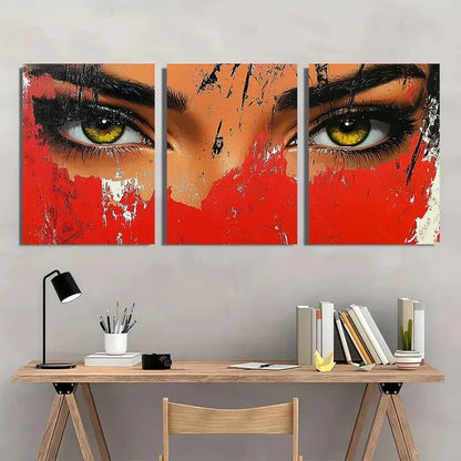 3pcs Vibrant Abstract Bold Colors and Textured Metal Print Ready to Hang Art - Bella Home Decor