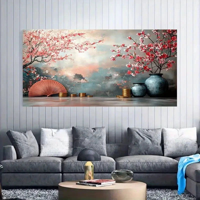 Ceramic Ornaments Blossoms Wall Art Canvas Office Home Room Framed 120x60cm