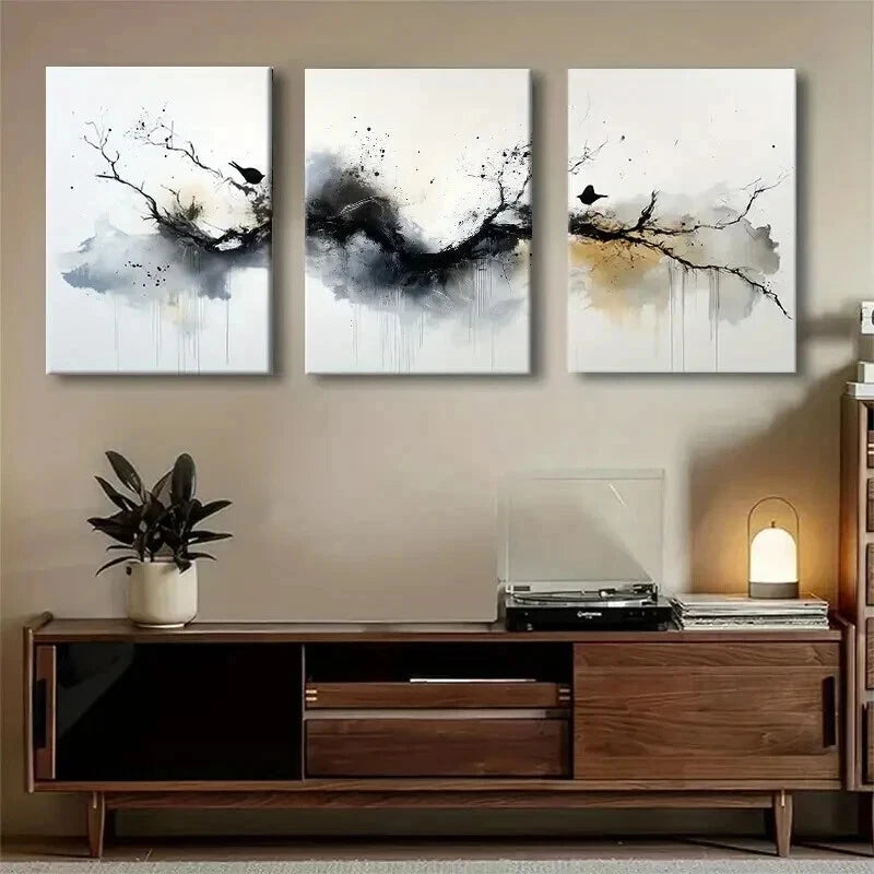 3pcs Elegant Black and Golden Abstract Perfect Wall Art Set Canvas Framed 60x90cm - High Quality Print 100% Australian Made Wall Canvas Ready to Hang - Bella Home Decor