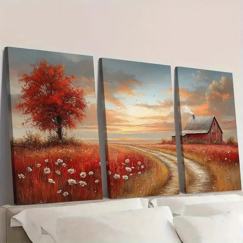 3pcs  Dustin Way Rustic Country  Farmhouse  GL Wall Art Set Canvas Framed 40x60cm - High Quality Print 100% Australian Made Wall Canvas Ready to Hang - Bella Home Decor