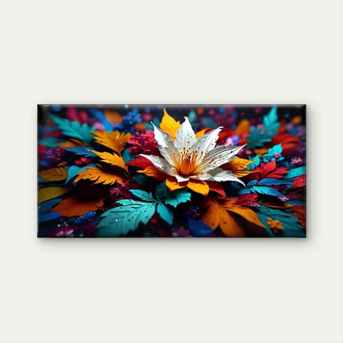 Colorful Flowers Leaves Design Wall Art Canvas Office Home Room Framed 120x60cm