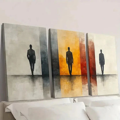 3pcs Serene Beige Silhouette Figures SB Wall Art Set Canvas Unframed - High Quality Print 100% Australian Made Wall Canvas