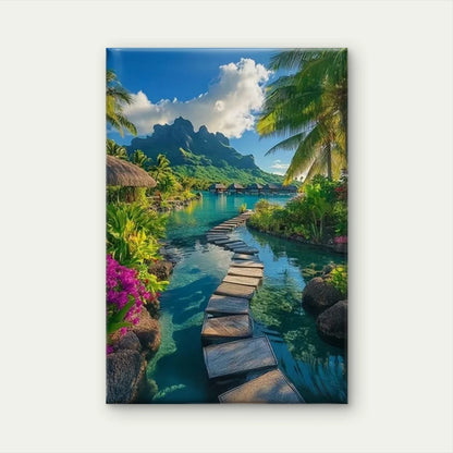 Tropical Island Stone Path 60x90cm Metal Print Ready to Hang