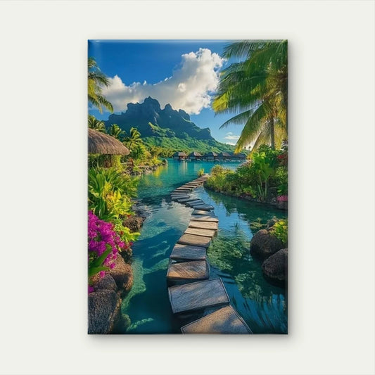 Tropical Island Stone Path 60x90cm Metal Print Ready to Hang
