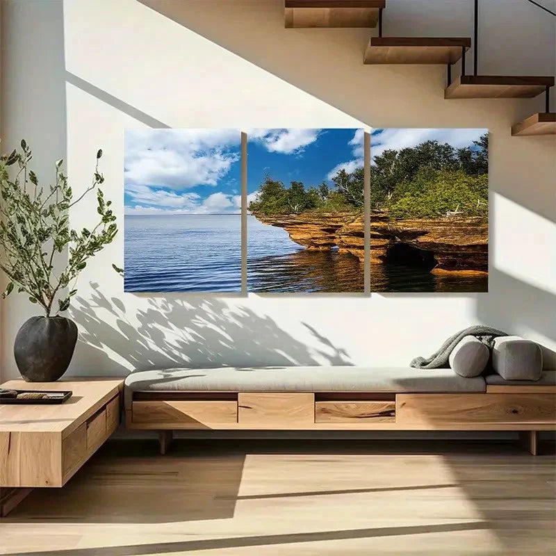 3pcs White Clouds Blue Skies Landscape Metal Print Ready to Hang Art