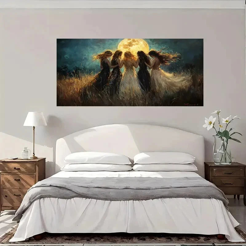 Moon Night Sky Vintage Wall Art Canvas Office Home Room Framed 120x60cm