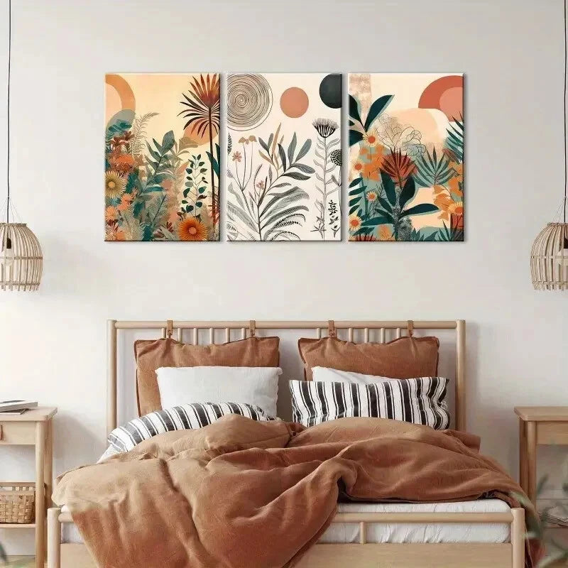3pcs Vibrant Floral & Foliage Designs Metal Print Ready to Hang Art