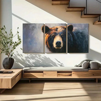3pcs Artistic Bear Portrait Wildlife Art Metal Print Ready to Hang Art - Bella Home Decor