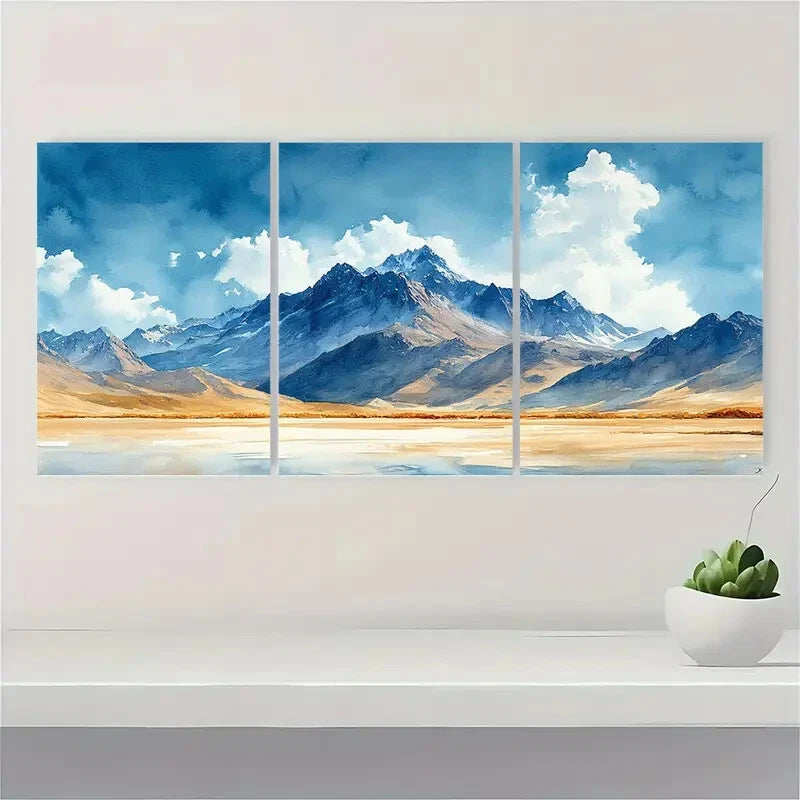 3pcs Colorado Sand Mountain Watercolor Art Metal Print Ready to Hang Art