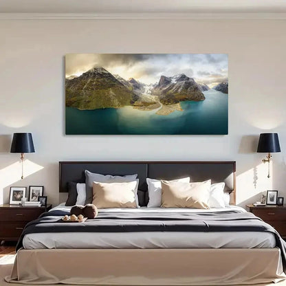 Snowy Peak Mountains Landscape Wall Art Canvas Office Home Room Framed 120x60cm
