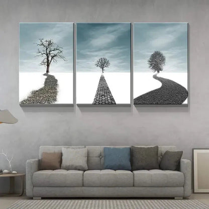 3pcs Dead Tree Scenery in Snow Landscape Metal Print Ready to Hang Art - Bella Home Decor