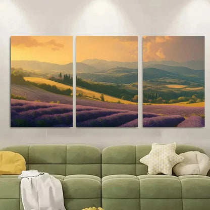 3pcs Vibrant Provence Dawn Landscape Metal Print Ready to Hang Art