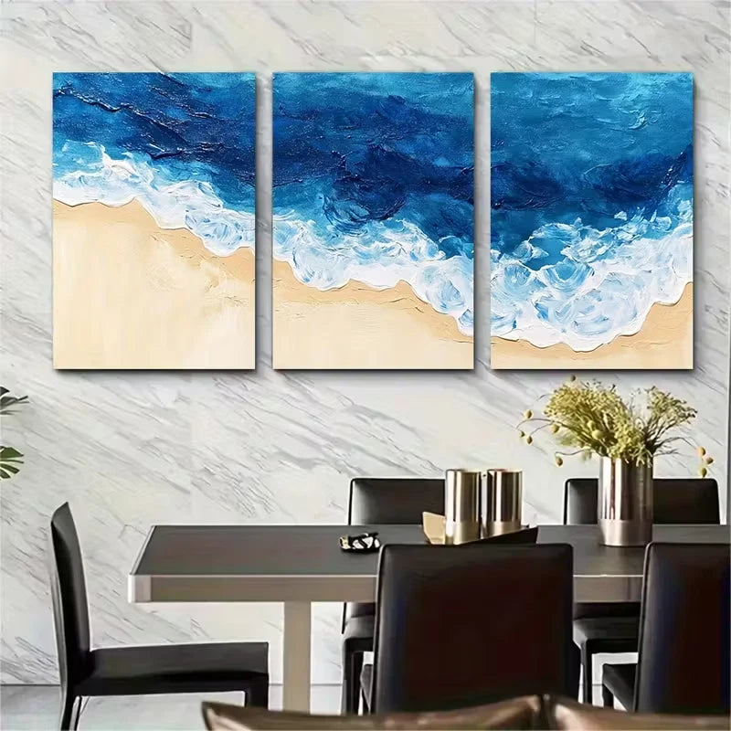 3pcs Beach View, Pool Abstract Metal Print Ready to Hang Art - Bella Home Decor