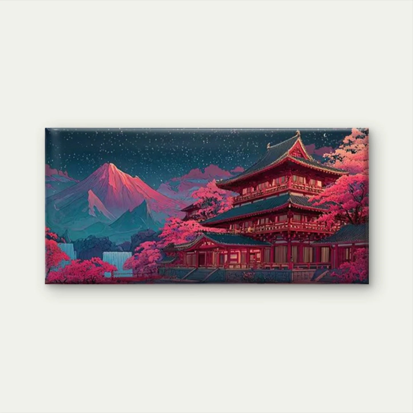 Enchanting Mount Fuji & Temple Wall Art Canvas Office Home Room Framed 120x60 cm - Bella Home Decor