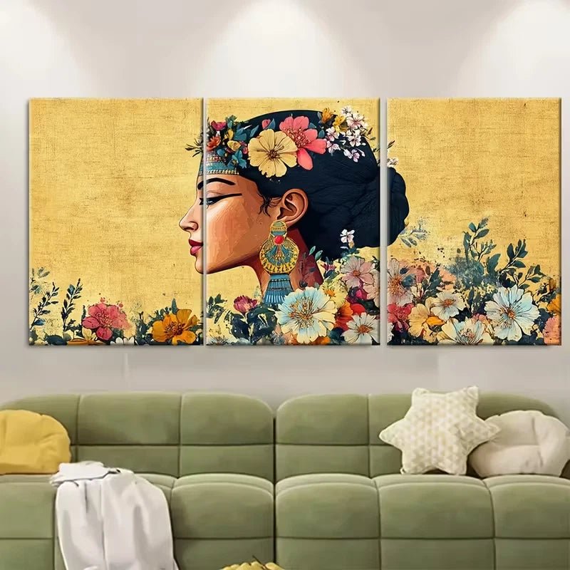 3pcs Vintage Egyptian Aesthetic Prints Metal Print Ready to Hang Art