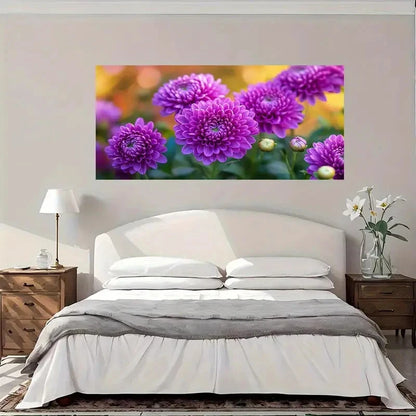 Purple Chrysanthemum Garden Wall Art Canvas Office Home Room Framed 120x60cm