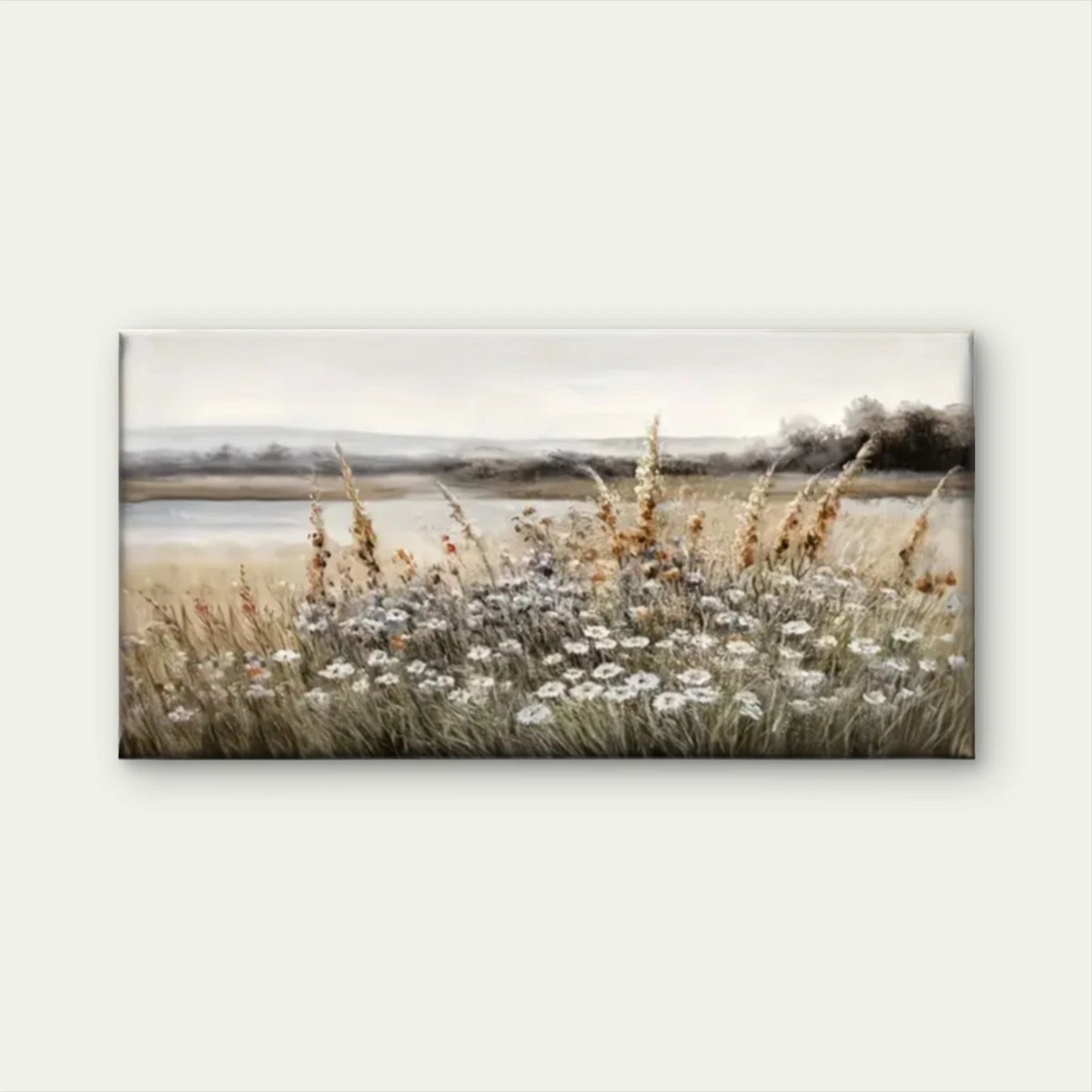 Flower Field Nature Wall Art Canvas Office Home Room Framed 120x60cm