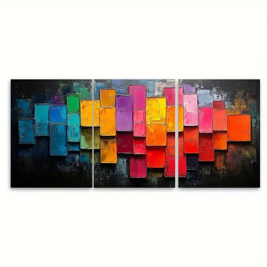 3pcs Abstract Textured Oil Painting Metal Print Ready to Hang Art