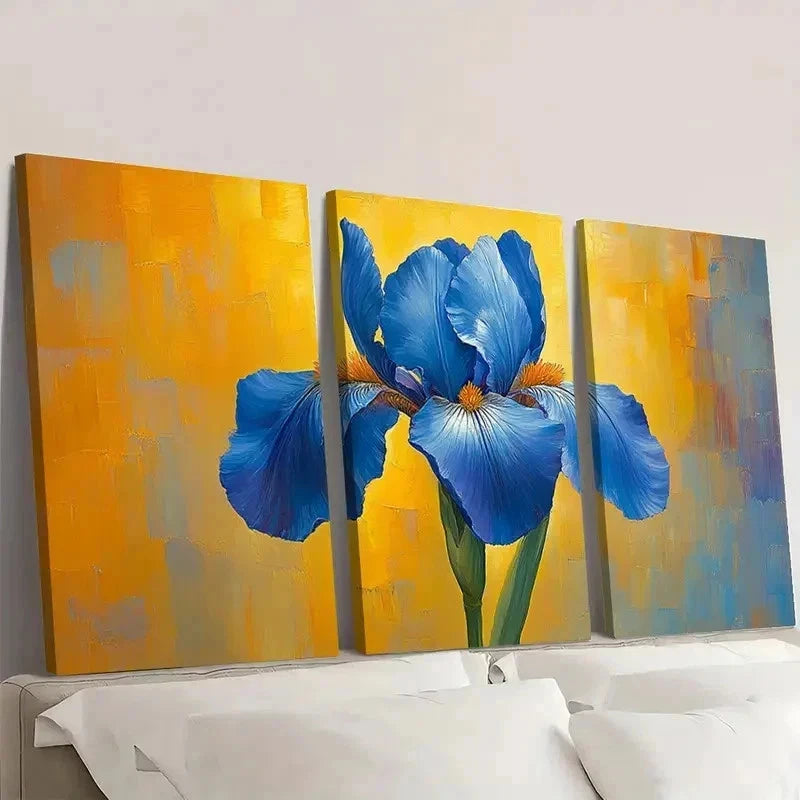 3pcs Flower Art Nature Art Iris Art Iris   Wall Art Set Canvas Framed 40x60cm - High Quality Print 100% Australian Made Wall Canvas Ready to Hang - Bella Home Decor