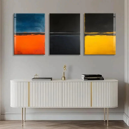 3pcs Modern Geometric Design Color Blocks Metal Print Ready to Hang Art - Bella Home Decor