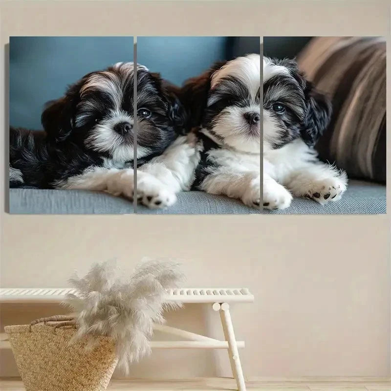 3pcs Dogs Wall Art Set Canvas Framed 50x70cm - High Quality Print 100% Australian Made Wall Canvas Ready to Hang - Bella Home Decor