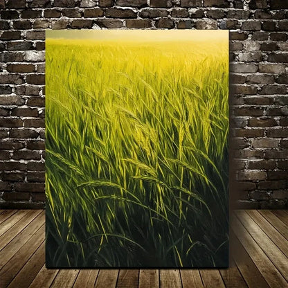 Vibrant Green Lemon Grassland Scene Painting 40x60cm Metal Print Ready to Hang - Bella Home Decor