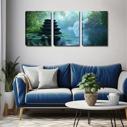 3pcs Waterfall Water Figurative Style Wall Art Set Canvas Unframed - High Quality Print 100% Australian Made Wall Canvas
