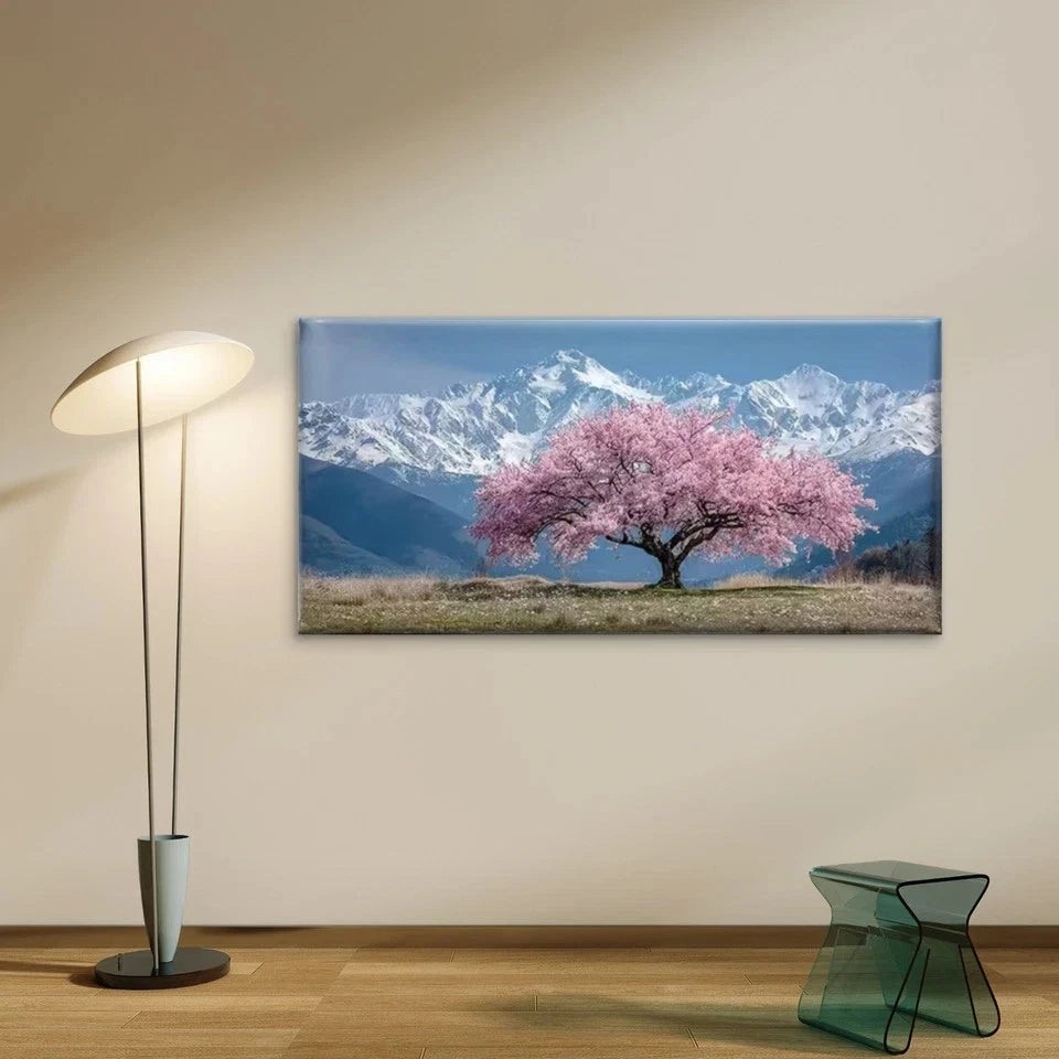 Japanese-Inspired Blossom Tree Wall Art Canvas Office Home Room Framed 120x60cm