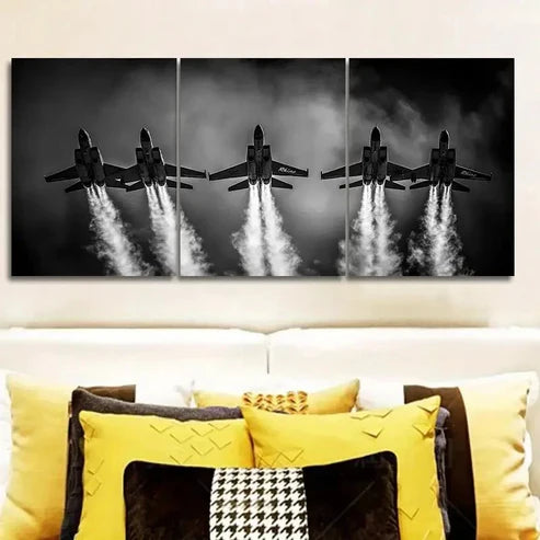 3pcs The jet plane is in the sky Wall Art Set Canvas Unframed - High Quality Print 100% Australian Made Wall Canvas