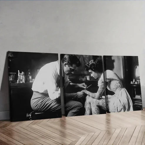 3pcs Classic Modern Tattoo Artist Wall Art Set Canvas Unframed - High Quality Print 100% Australian Made Wall Canvas - Bella Home Decor