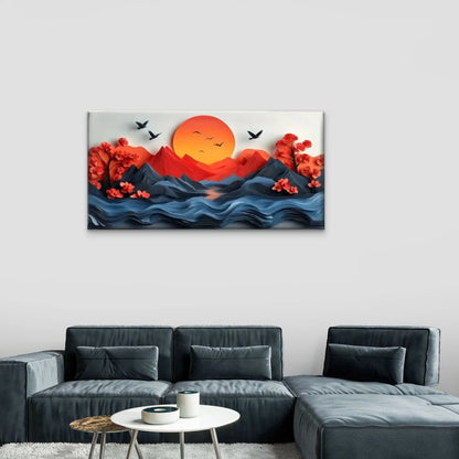 Birds Flying Over Mountains Wall Art Canvas Office Home Room Framed 120x60cm