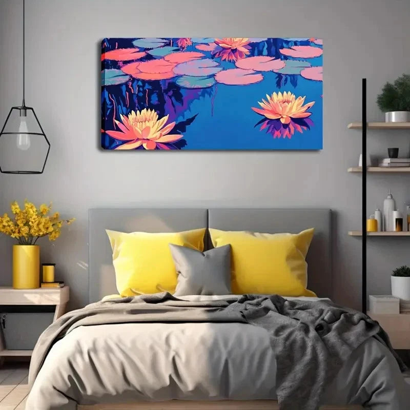 Vibrant For Lotus Blossoms Wall Art canvas office home room framed 120x60cm - Bella Home Decor