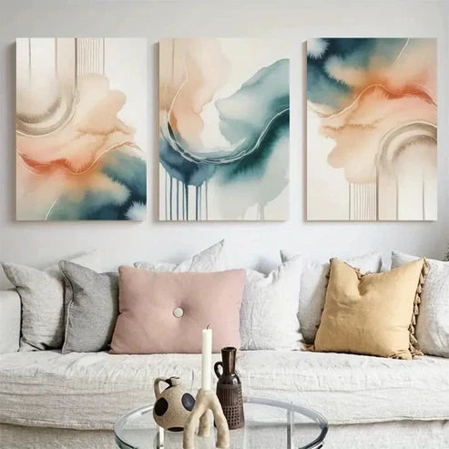 3pcs Abstract Shapes Versatile Wall Art Canvas Unframed - High Quality Print 100% Australian Made Wall Canvas - Bella Home Decor