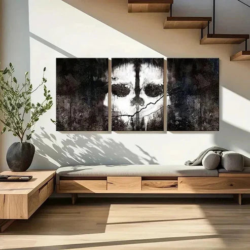 3pcs Game Character Art GHOST Symbol Wall Art Set Canvas Unframed - High Quality Print 100% Australian Made Wall Canvas - Bella Home Decor