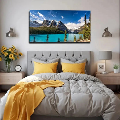 Mountains Beautiful Lakes Wall Art Canvas Office Home Room Framed 120x60cm