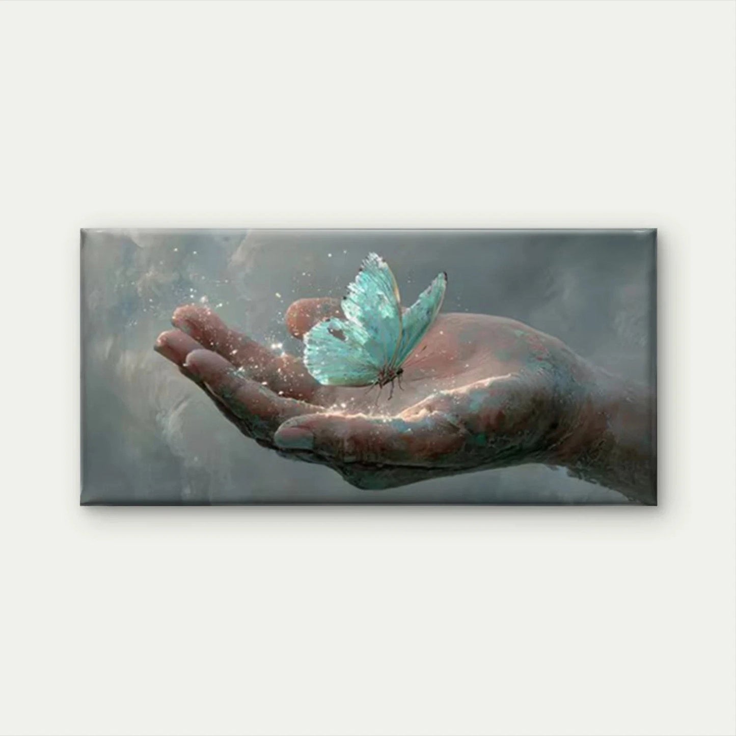 Glowing Butterfly & Leaf Wall Art Canvas Office Home Room Framed 120x60cm