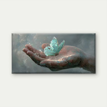 Glowing Butterfly & Leaf Wall Art Canvas Office Home Room Framed 120x60cm