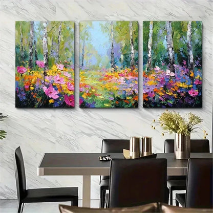 3pcs Impressionist Landscape Impasto Perfect Wall Art Set Canvas Framed 50x70cm - High Quality Print 100% Australian Made Wall Canvas Ready to Hang