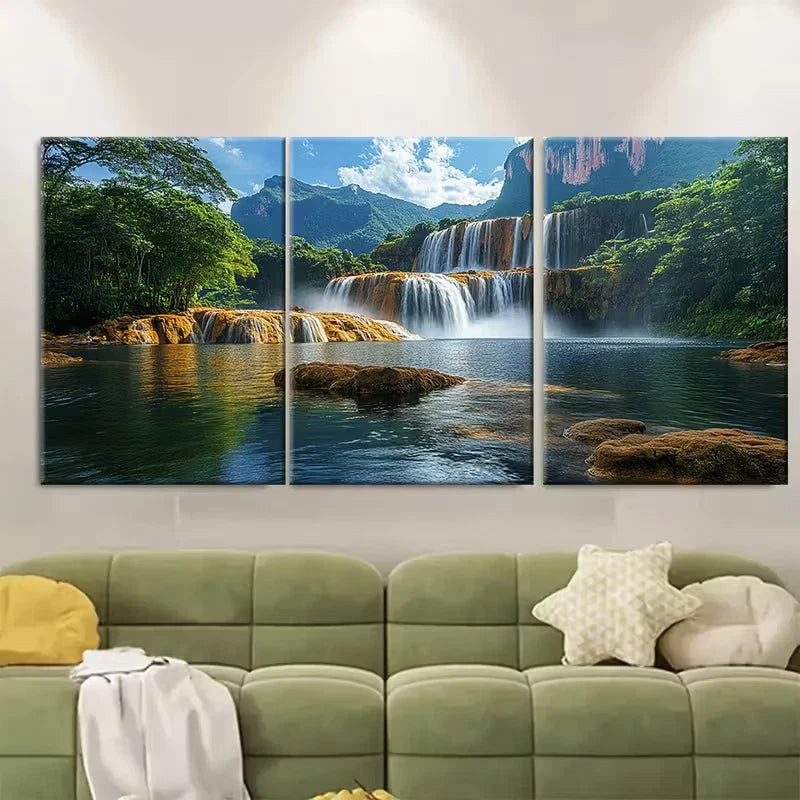 3pcs Salto El Hacha Waterfall Metal Print Ready to Hang Art