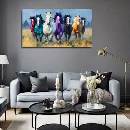 A Galloping Horse The Prairie Wall Art Canvas Office Home Room Framed 120x60cm