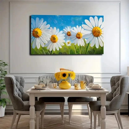 Chrysanthemum White Petals Wall Art Canvas Office Home Room Framed 120x60cm