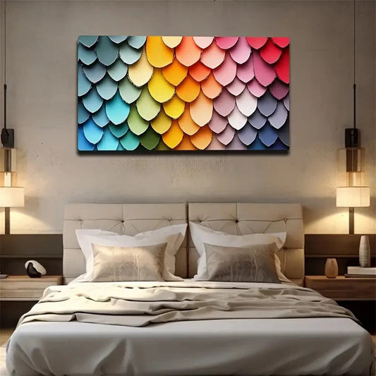 Multi-Color Fish Scale Design Wall Art Canvas Office Home Room Framed 120x60cm