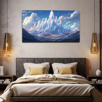 Glittering Mountain Landscape Wall Art Canvas Office Home Room Framed 120x60cm