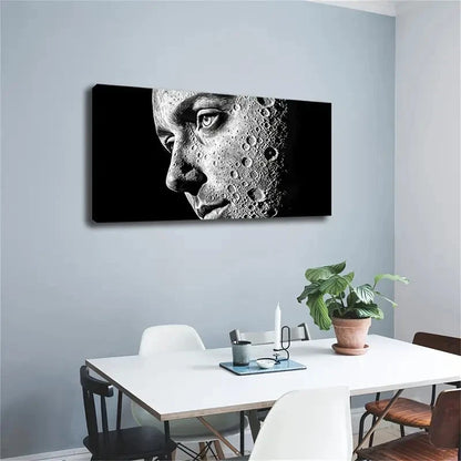 Moonlit Woman'S Face Design Wall Art Canvas Office Home Room Framed 120x60cm - Bella Home Decor