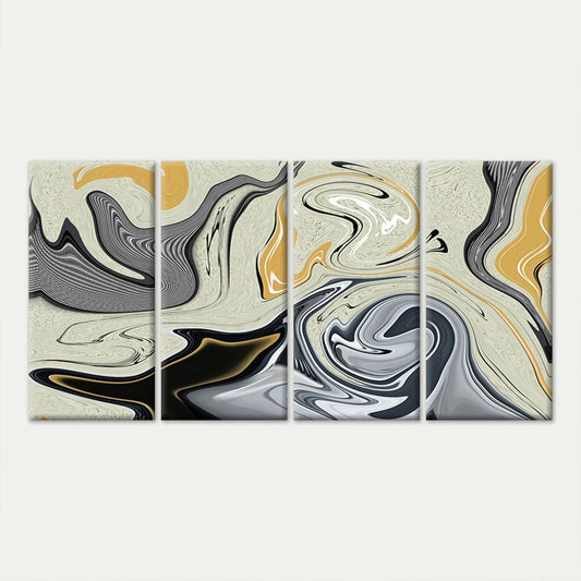4pcs Modern Abstract Monochrome and Gold Wall Art Canvas Framed 45x80cm - High Quality Print 100% Australian Made Wall Canvas Ready to Hang