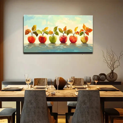 Apple & Leaf Landscape Vibrant Wall Art Canvas Office Home Room Framed 120x60cm