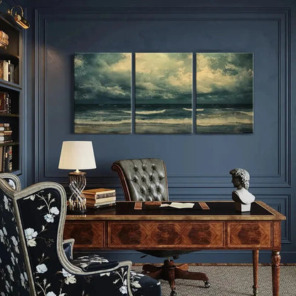 3pcs Ocean Waves Stormy Sky Moody Atmosphere Metal Print Ready to Hang Art - Bella Home Decor